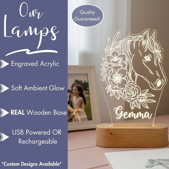 Horse Night Light – Personalized LED Lamp for Animal-Loving Kids - Picture 4 of 9
